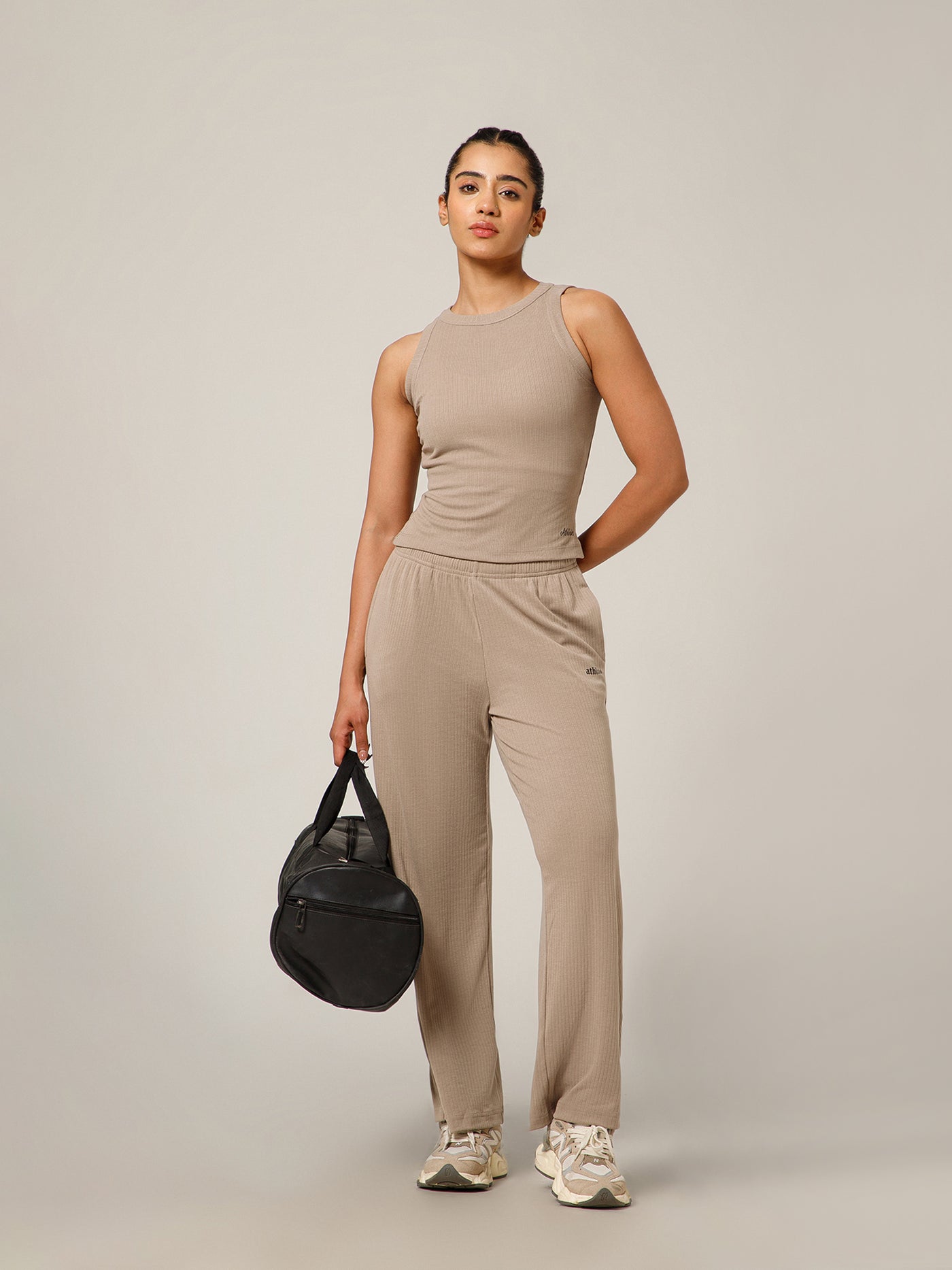 Ribbed Crop Top Beige