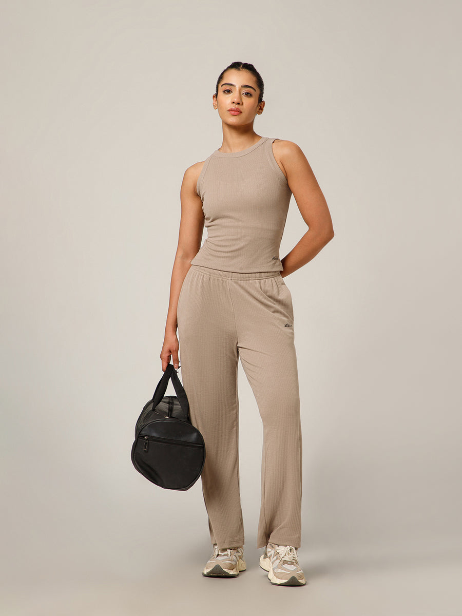 Ribbed Crop Top Beige