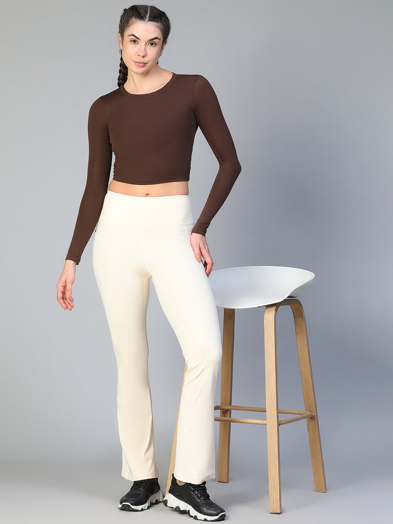 Essential Full Sleeve Crop top Brown
