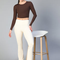 Essential Full Sleeve Crop top Brown