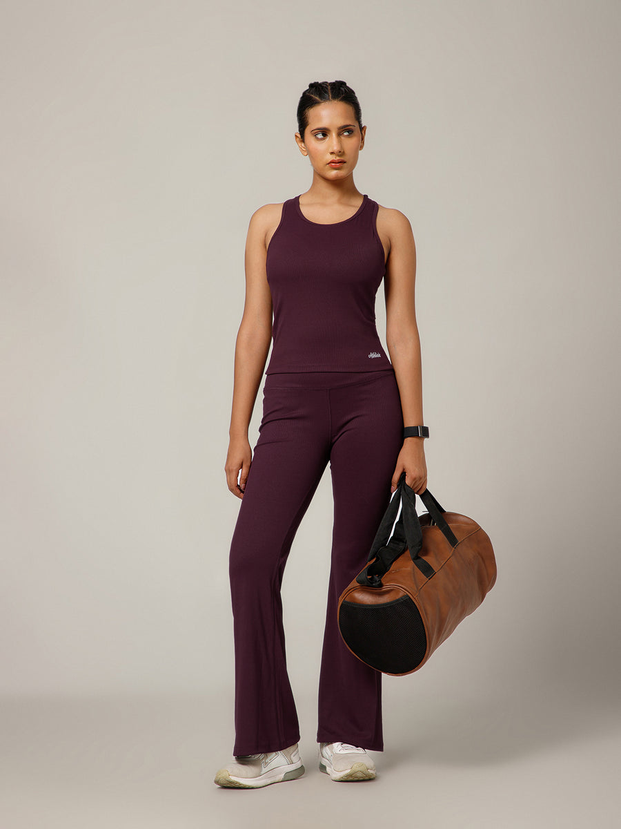 Built In Bra Racer Back Top Wine
