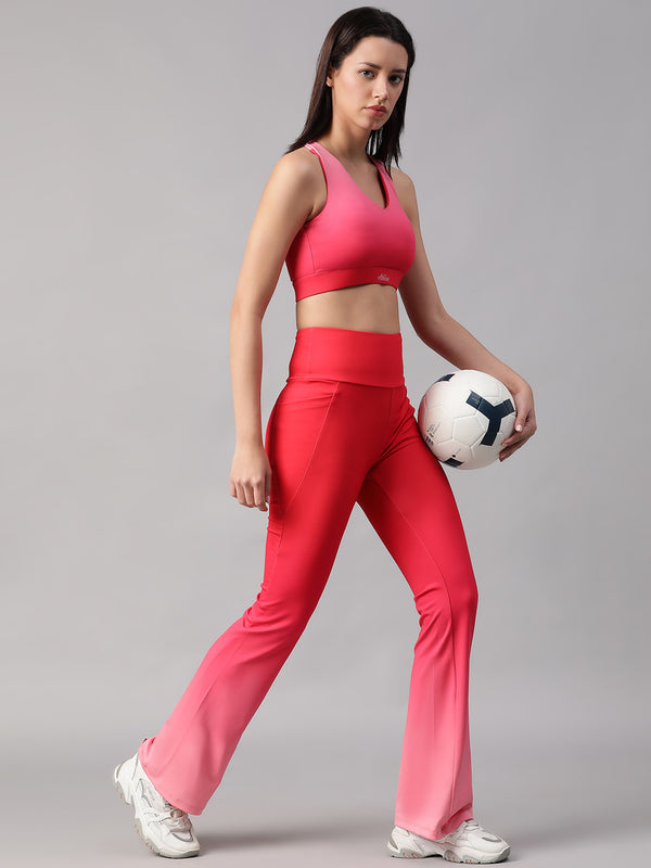 Dual Tone Flare Pant Hot Pink