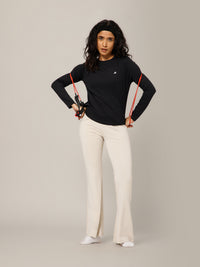 Back Pleat Long Sleeve T-shirt Black
