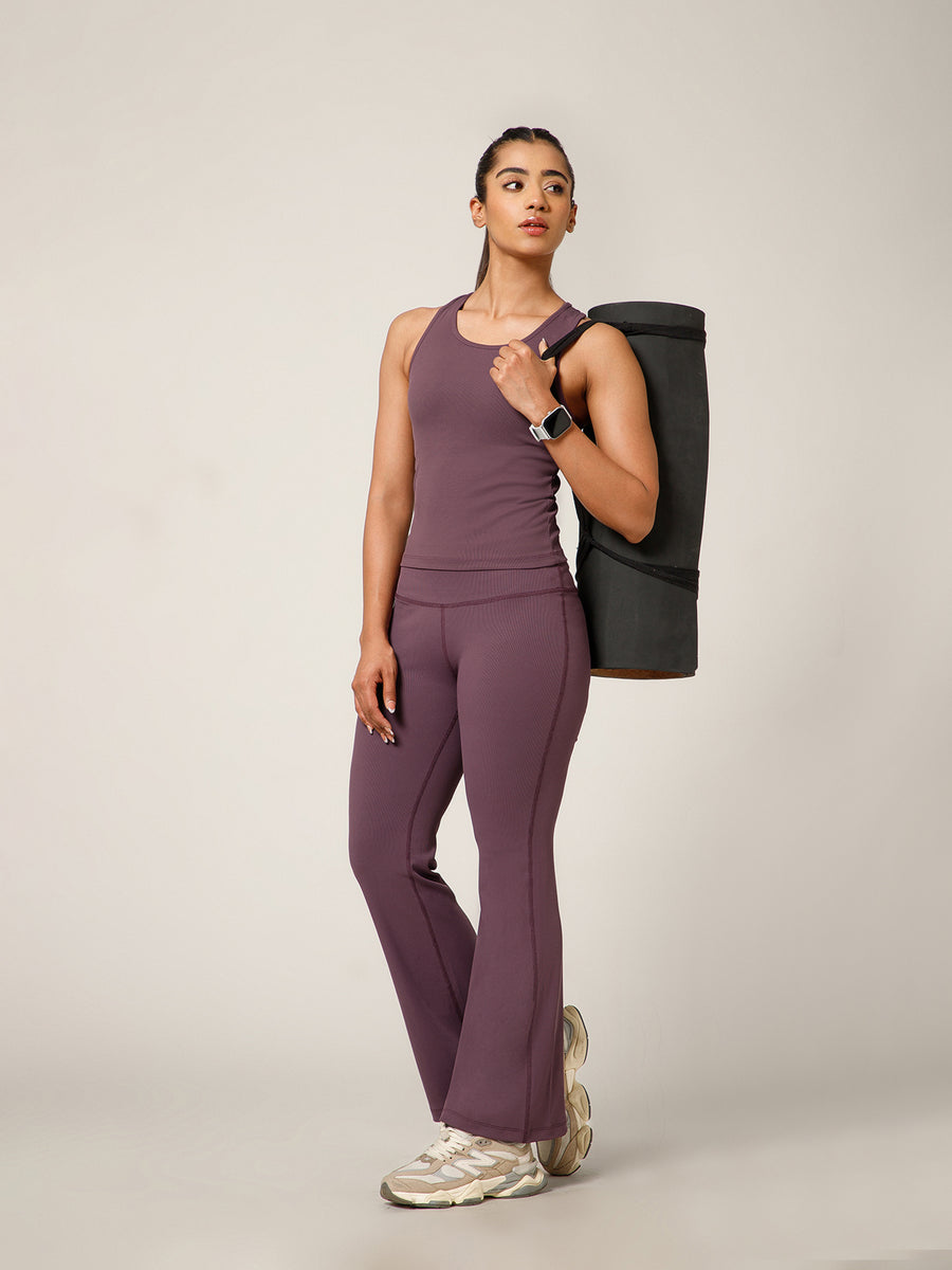 Ribbed Flare Pant Purple