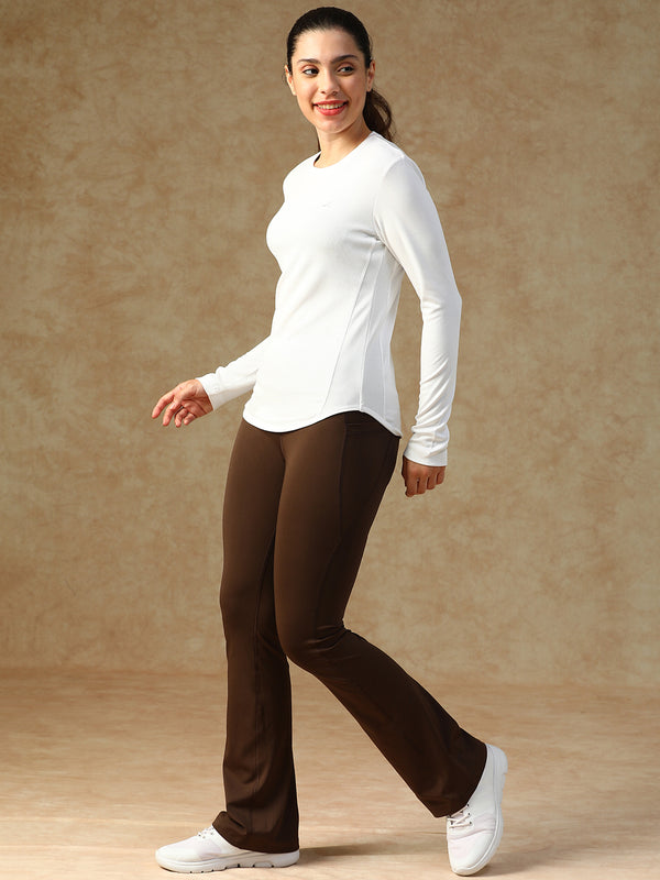 Curved Hem Full Sleeve T-Shirt White