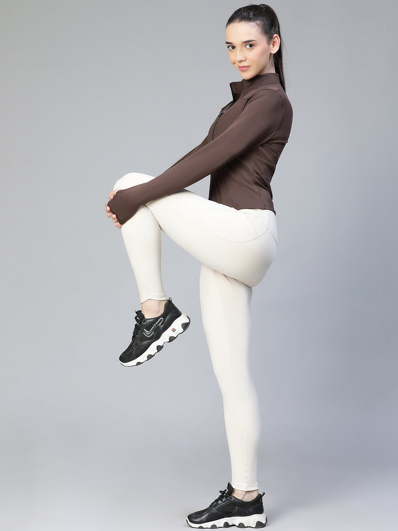 Sculpt Crop Jacket Brown