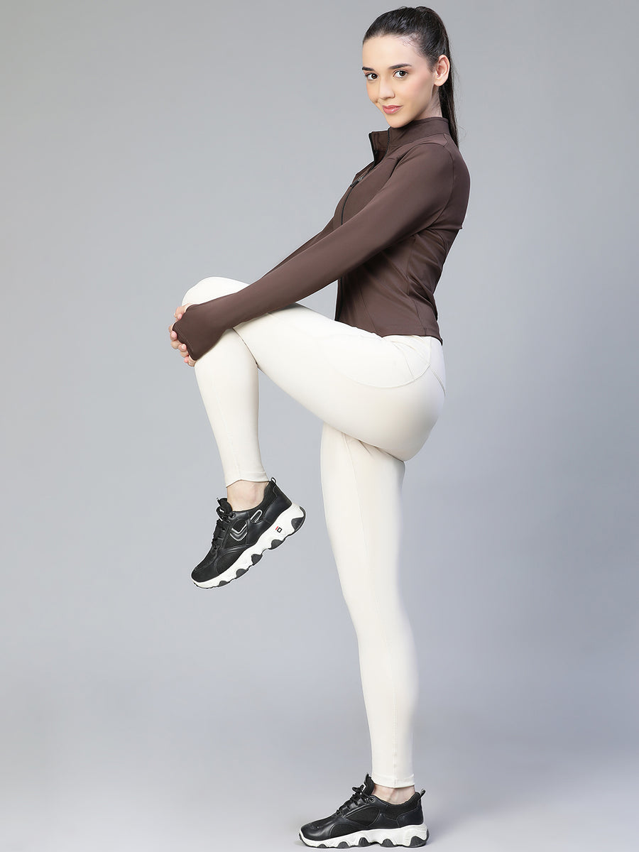 Sculpt Crop Jacket Brown
