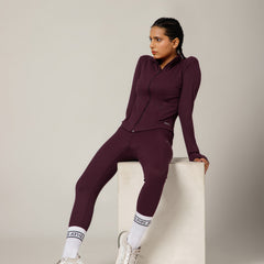 Ribbed Zip up Jacket Wine