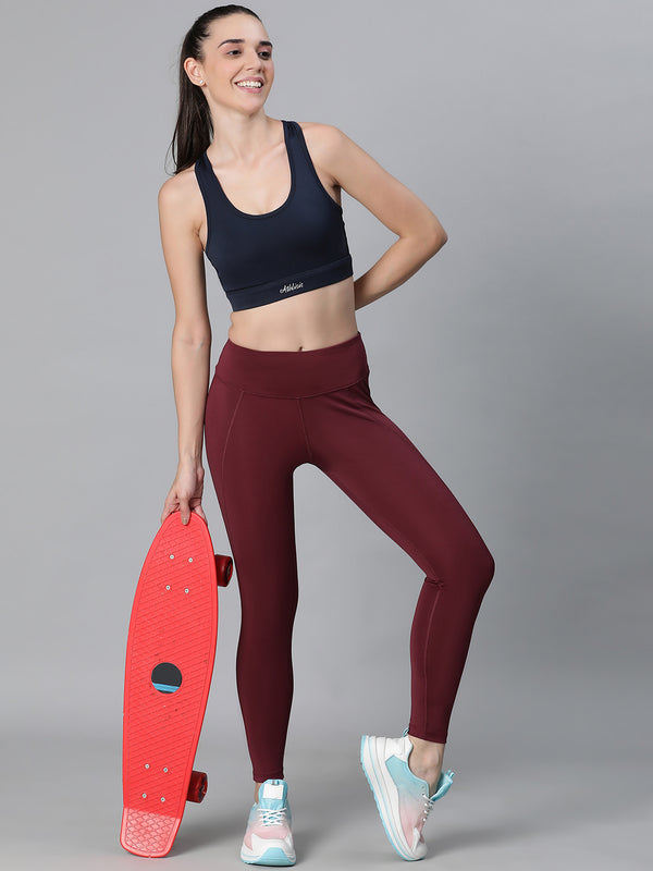 Essential High-Rise Leggings Maroon