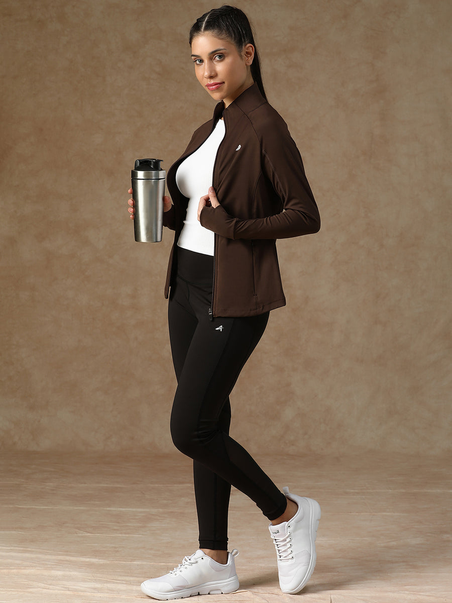 Midriff Crop Jacket Brown