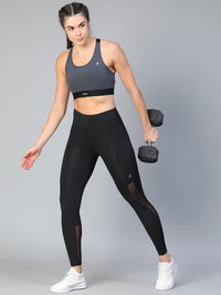 Mesh Panel Pocket Leggings Black