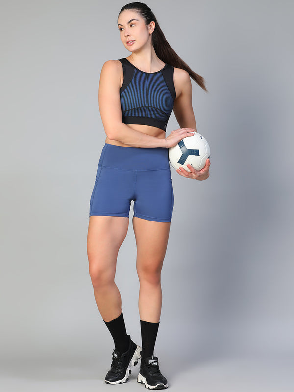 Black Blue Dots Sports Bra