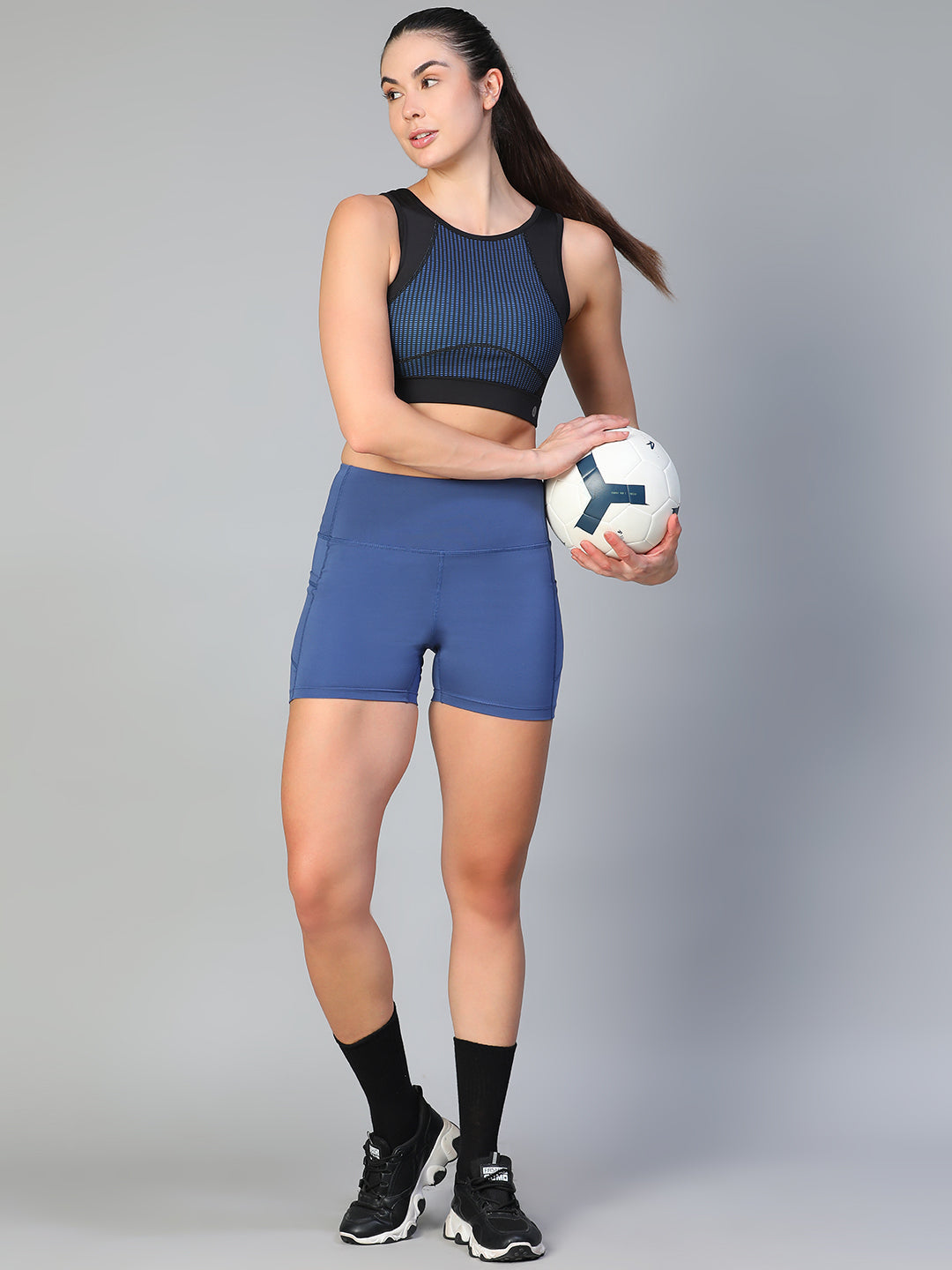 Black Blue Dots Sports Bra