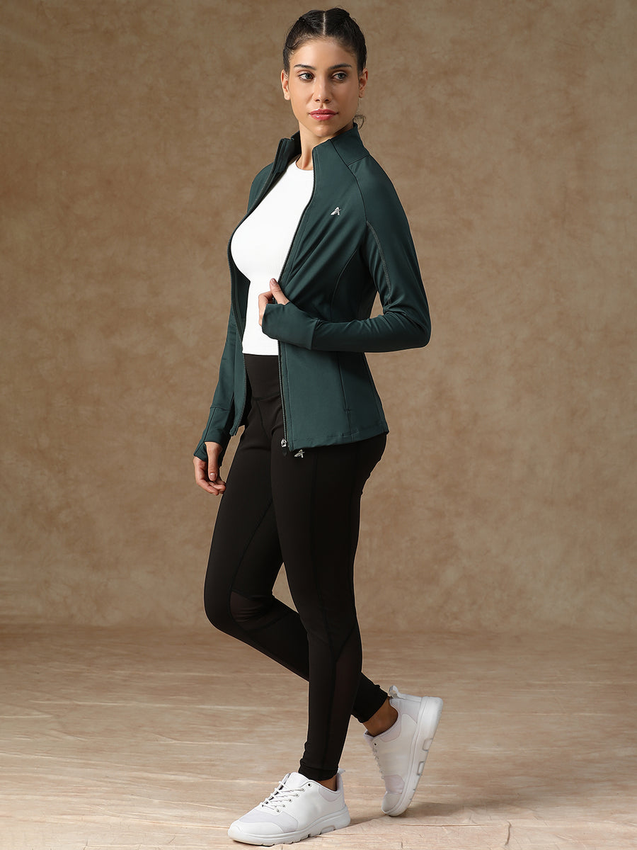 Midriff Crop Jacket Green