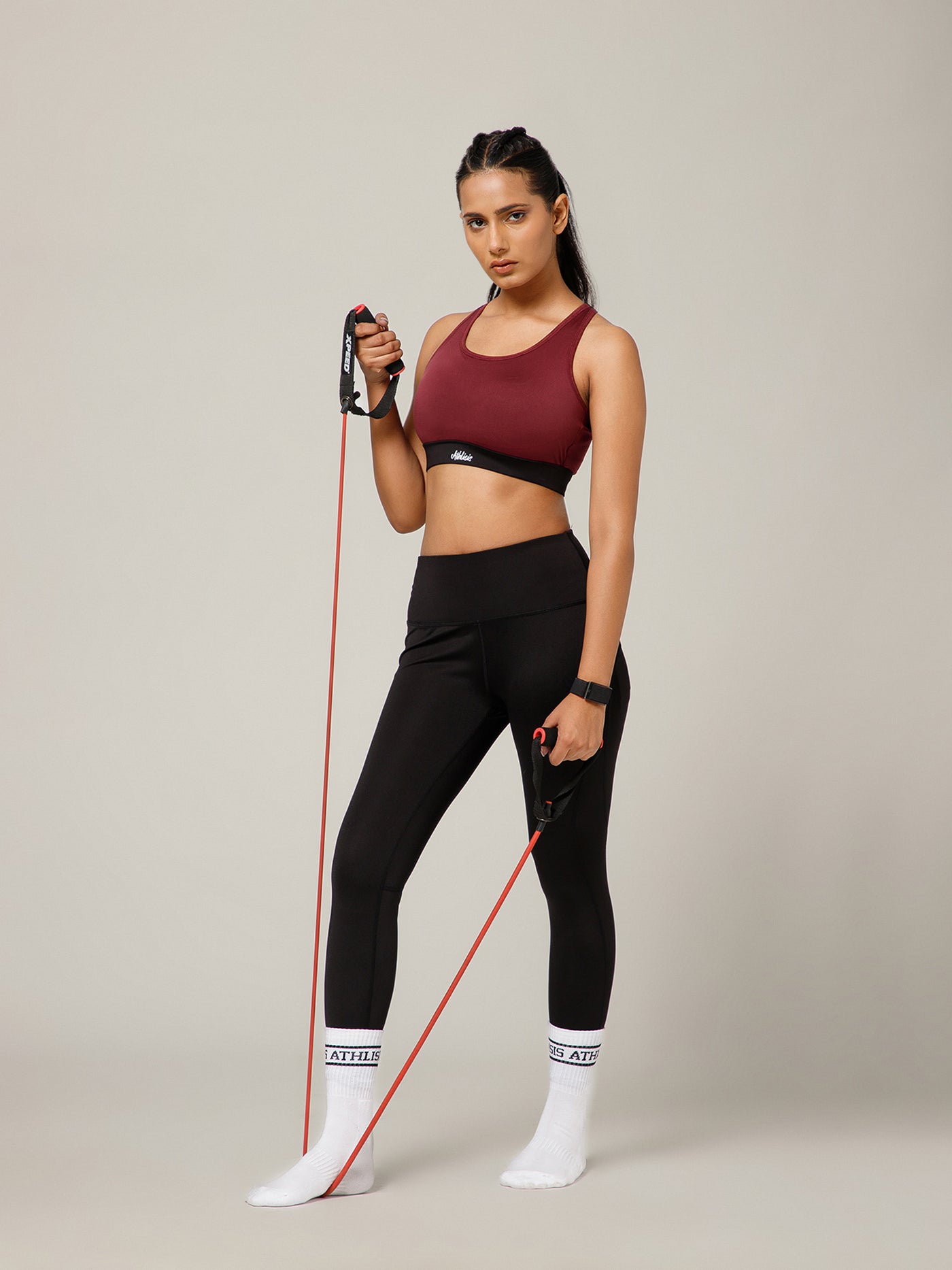 Ruched Sports Bra Maroon