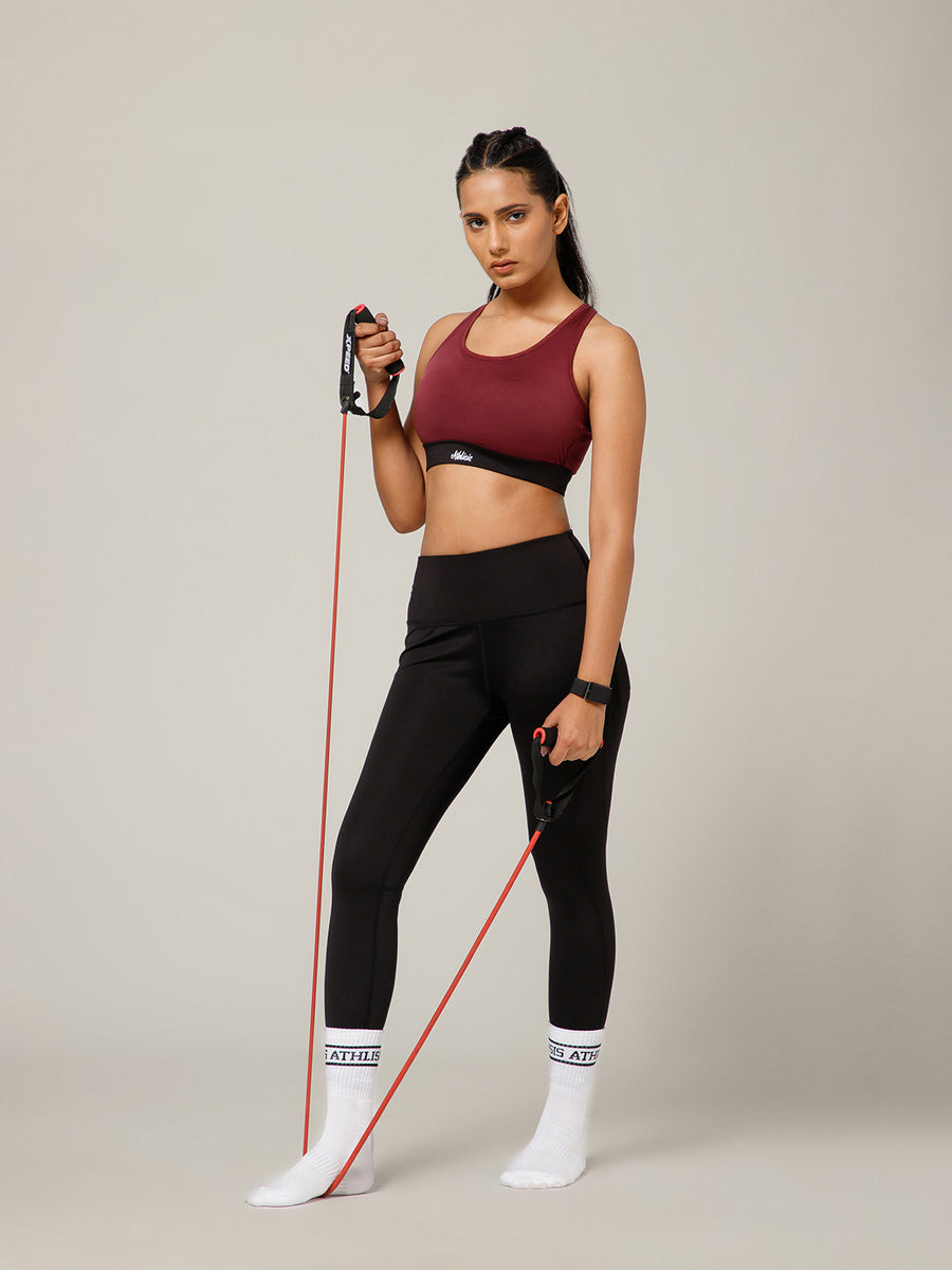 Ruched Sports Bra Maroon