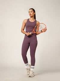 Ribbed High Waist Leggings Purple