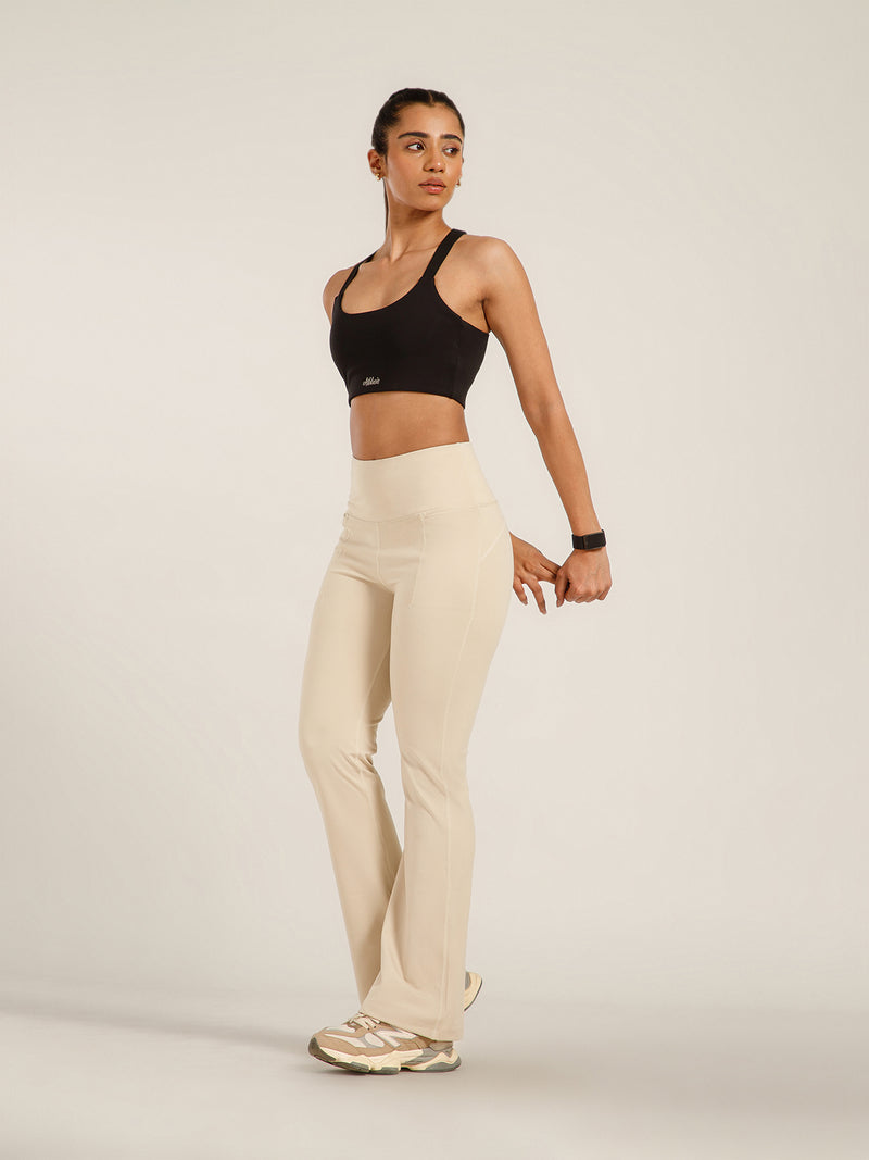 Defined Seam Flare Pant Cream