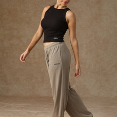 Ribbed Baggy Pants Beige