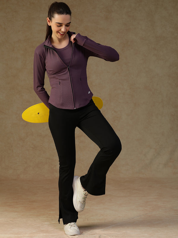 Ribbed Zip up Jacket Purple