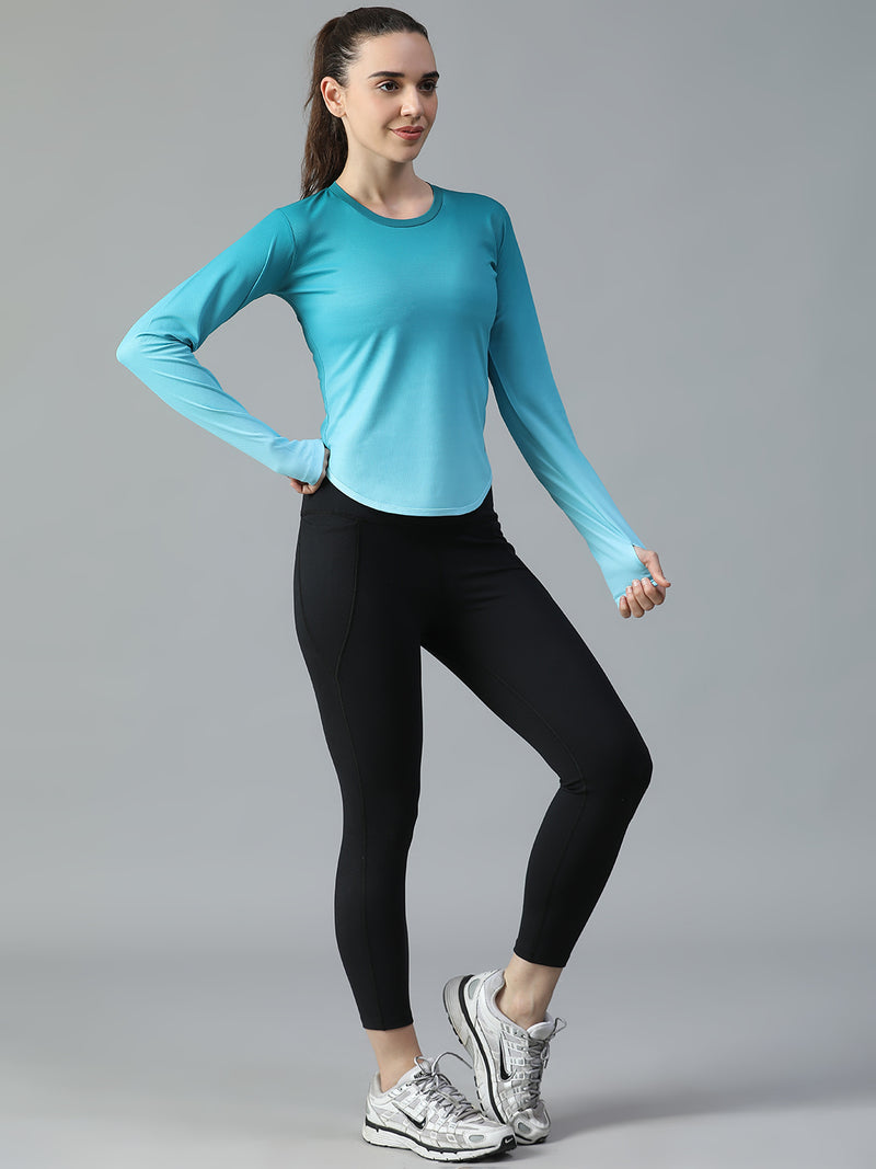 Dual Tone Full Sleeve T-Shirt Ice Blue