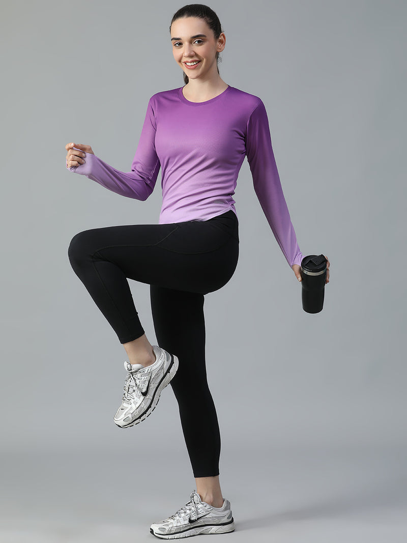 Dual Tone Full Sleeve T-Shirt Purple