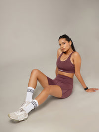 Geometric Strap Sports Bra Maroon