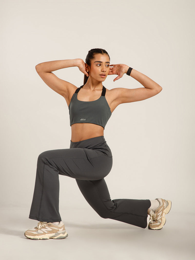 Defined Seam Flare Pant Grey
