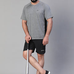 Contrast Side Panel T-Shirt Gray
