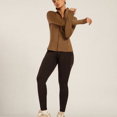 Defined Seam Zip Jacket Tan