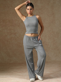 Ribbed Baggy Pants Grey