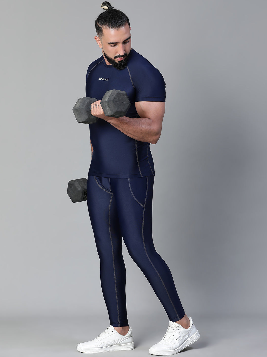 Nylon Basic Compression Tights Blue Athlisis Sports