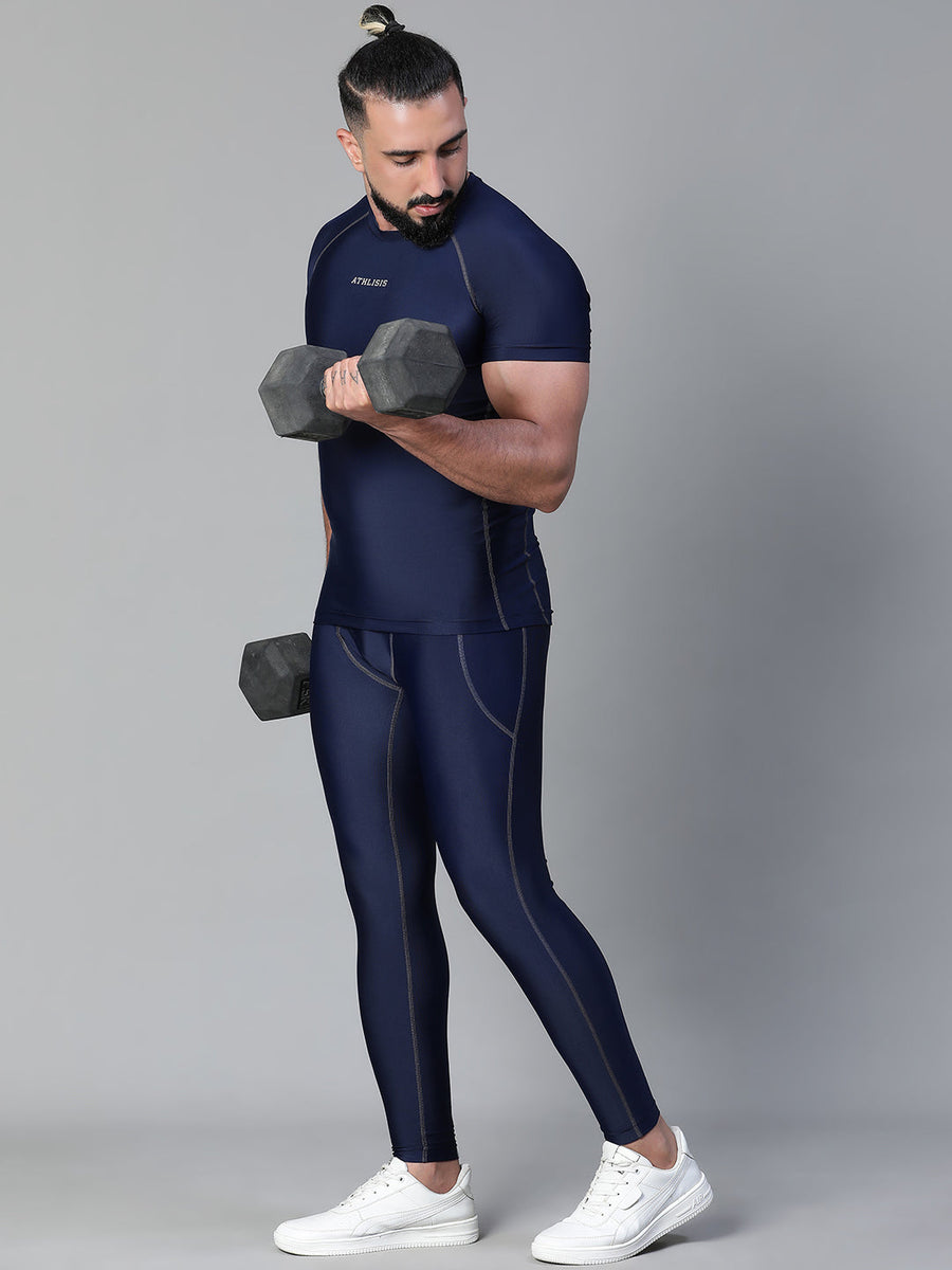 Nylon Basic Compression Tights Blue Athlisis Sports