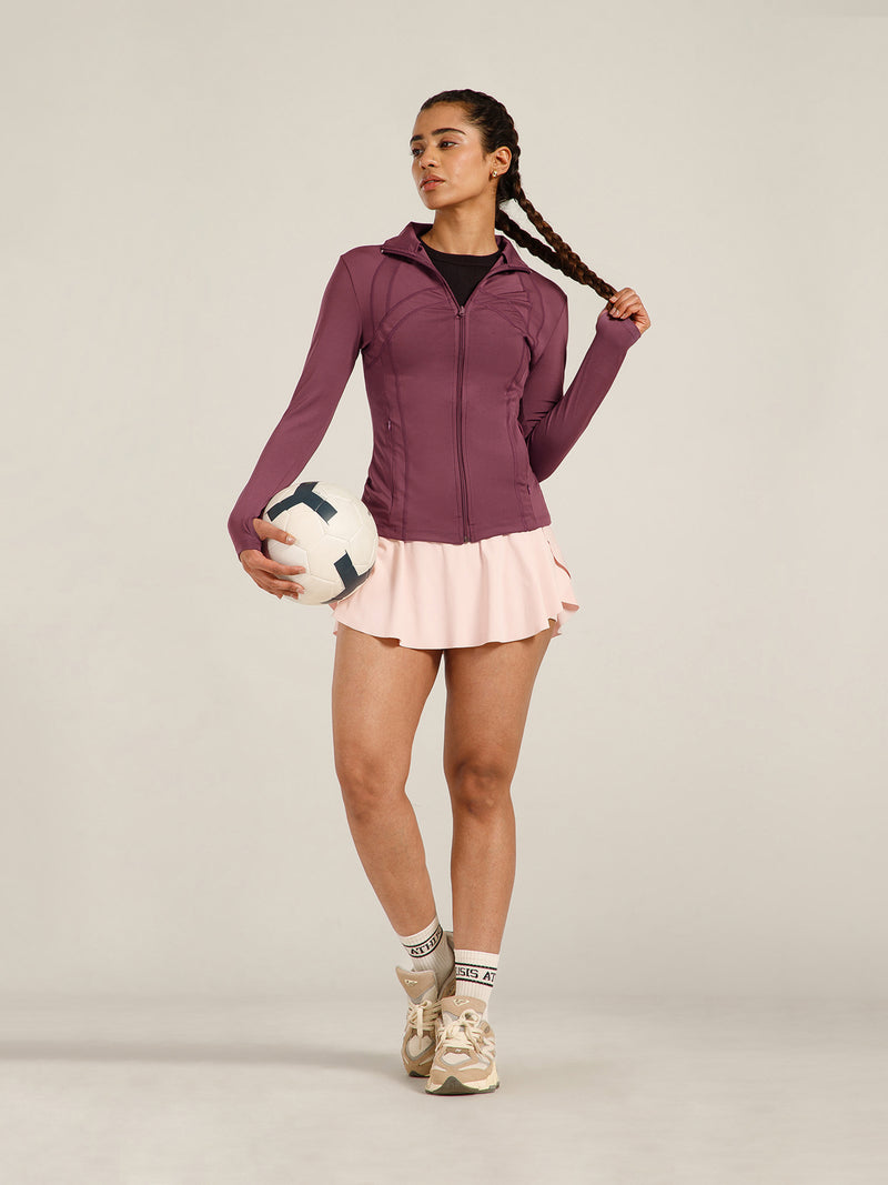 Defined Seam Zip Jacket Maroon