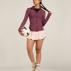 Defined Seam Zip Jacket Maroon
