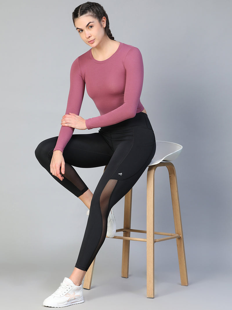 Essential Full Sleeve Crop top Mauve