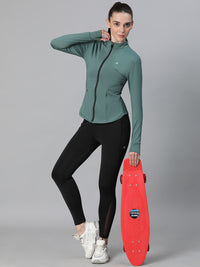 Contour Crop Jacket Forest Green
