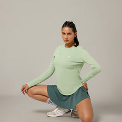 Curved Hem Full Sleeve T-Shirt Olive