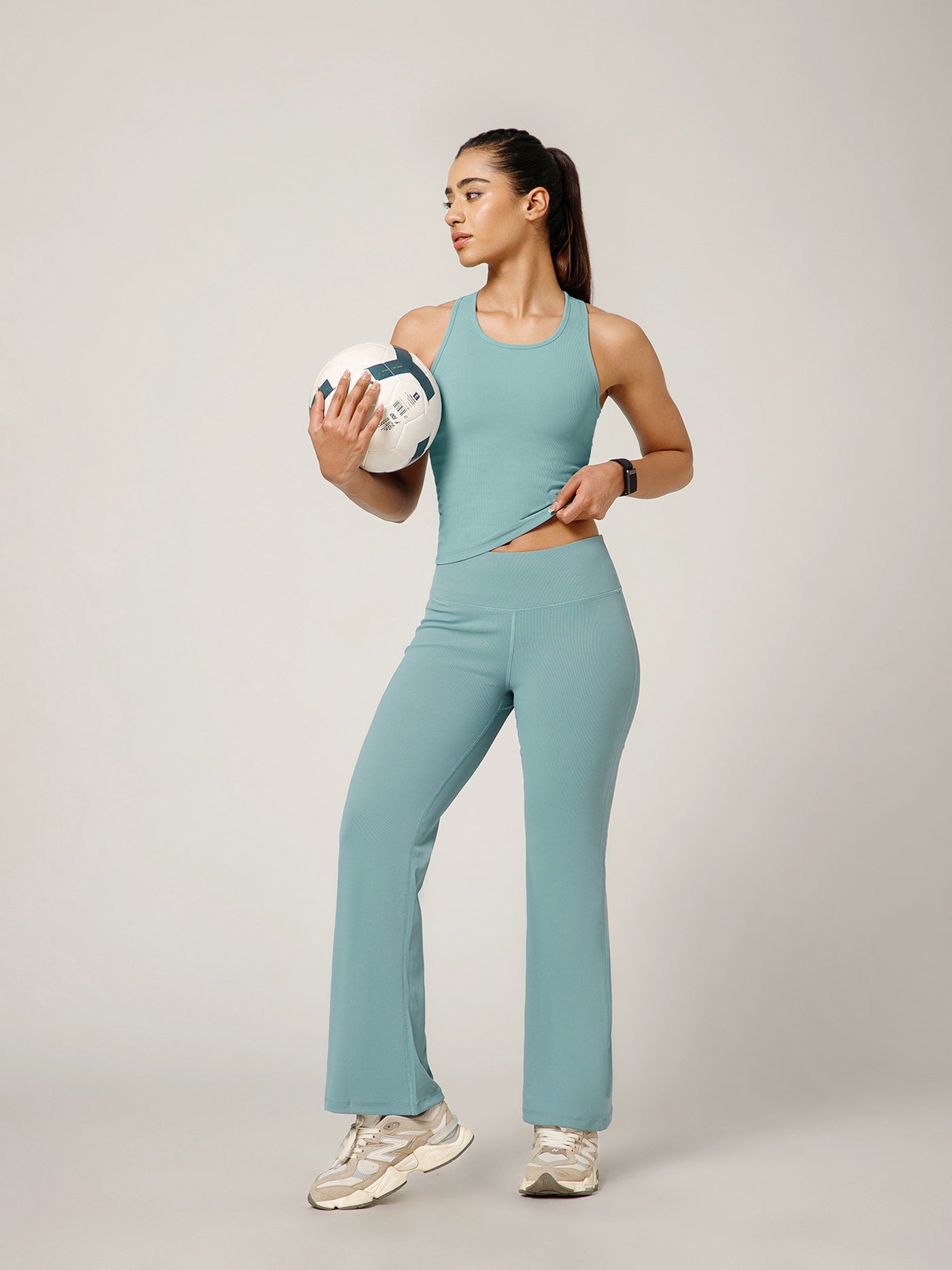 Ribbed Flare Pant Ice Blue