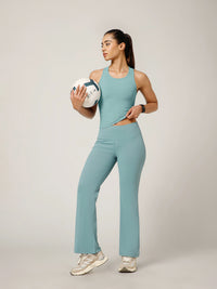 Ribbed Flare Pant Ice Blue