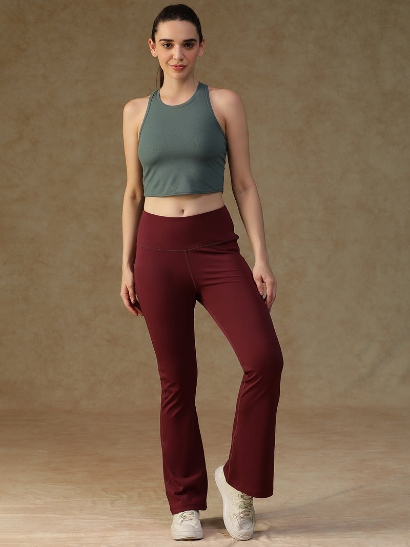 Defined Seam Flare Pant Maroon