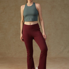 Defined Seam Flare Pant Maroon