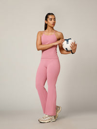 Ribbed Flare Pant Blush Pink
