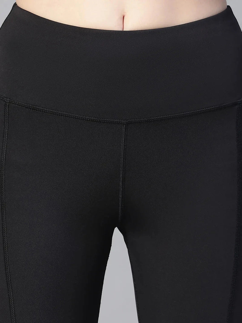 Women Black High Waist Tall Flare Pants Athlisis Sports