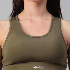 Minimalist Cutout Sports Bra Olive