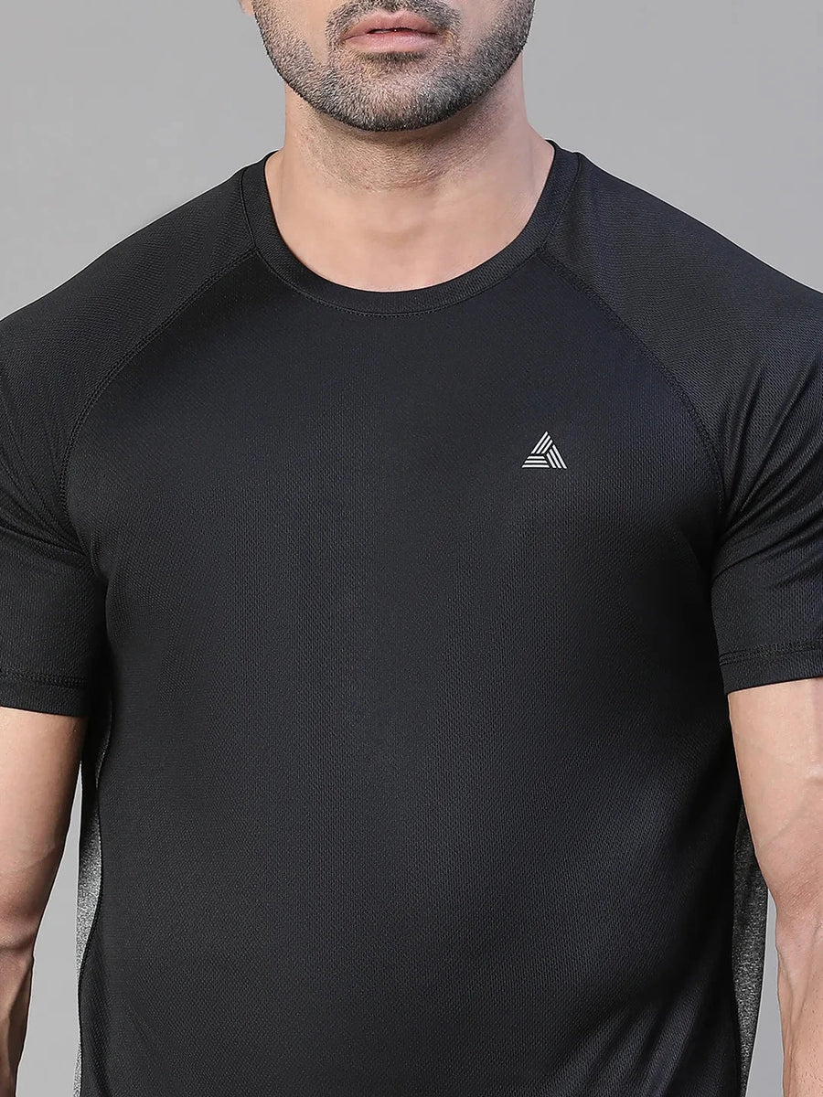 Contrast Side Panel T-Shirt Black Athlisis Sports