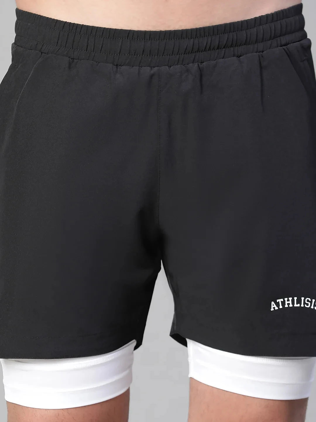 2 in 1 Lining Shorts Black Athlisis Sports