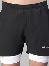 2 in 1 Lining Shorts Black Athlisis Sports