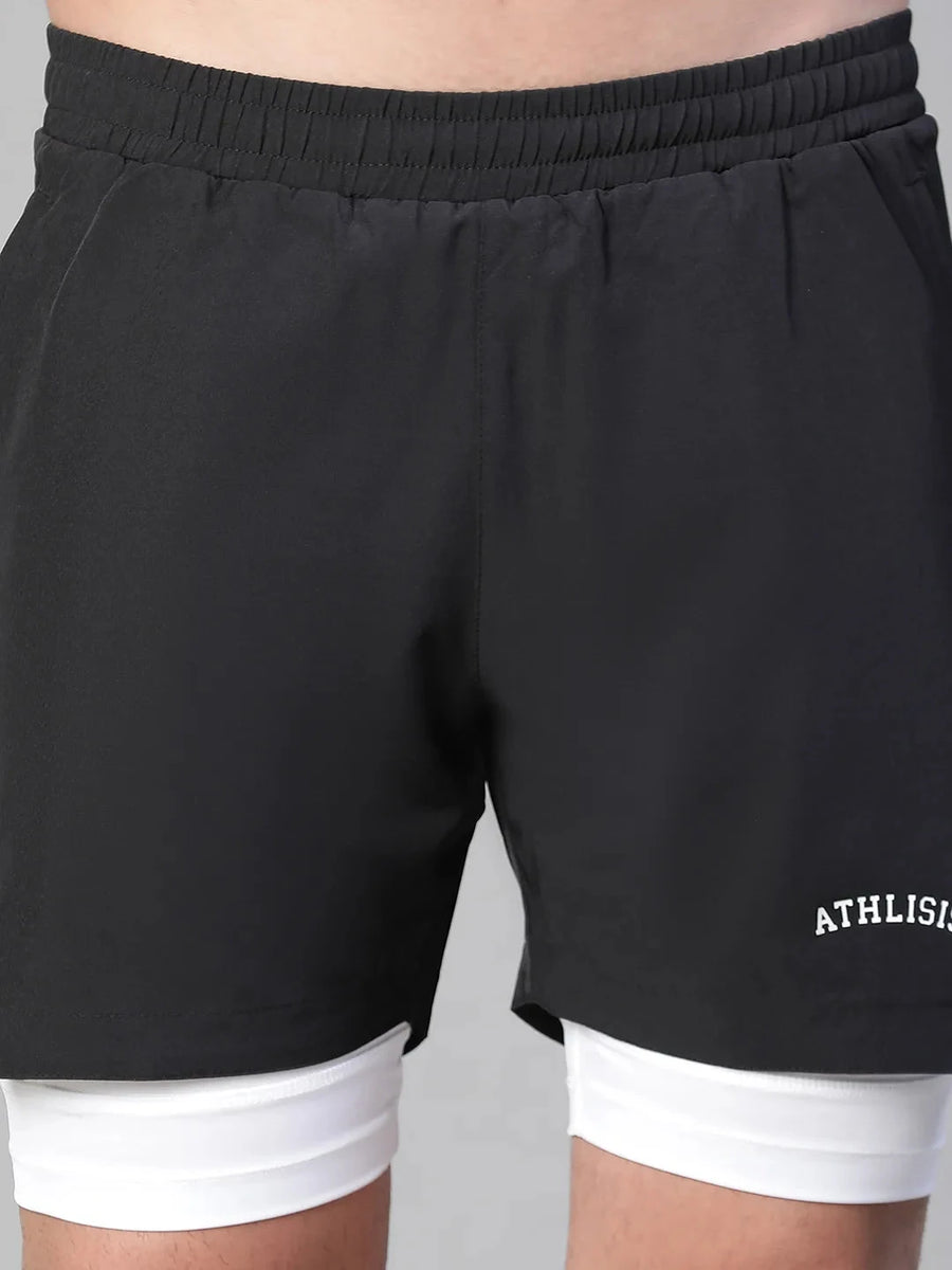 2 in 1 Lining Shorts Black Athlisis Sports
