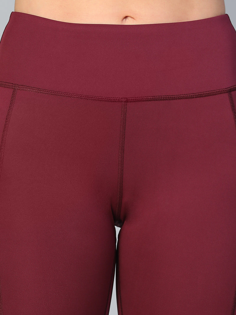 Mesh Panel Pocket Leggings Maroon